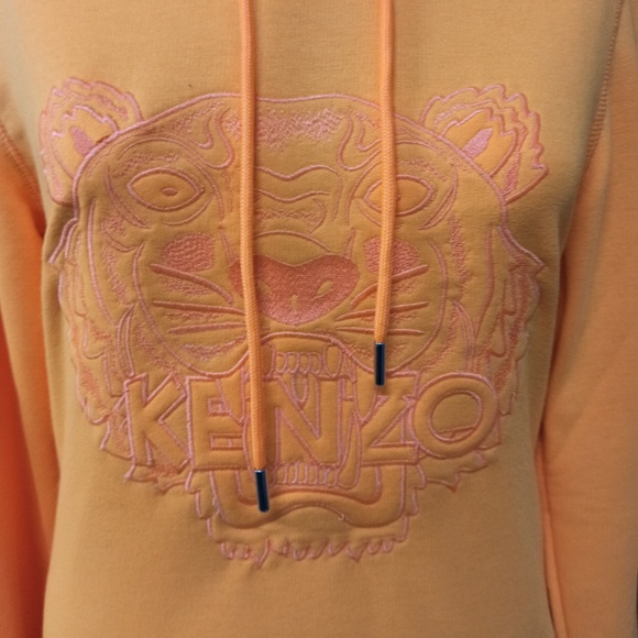 Kenzo Orange Tiger Embroidered Cotton Hoddie - Picture 2 of 6